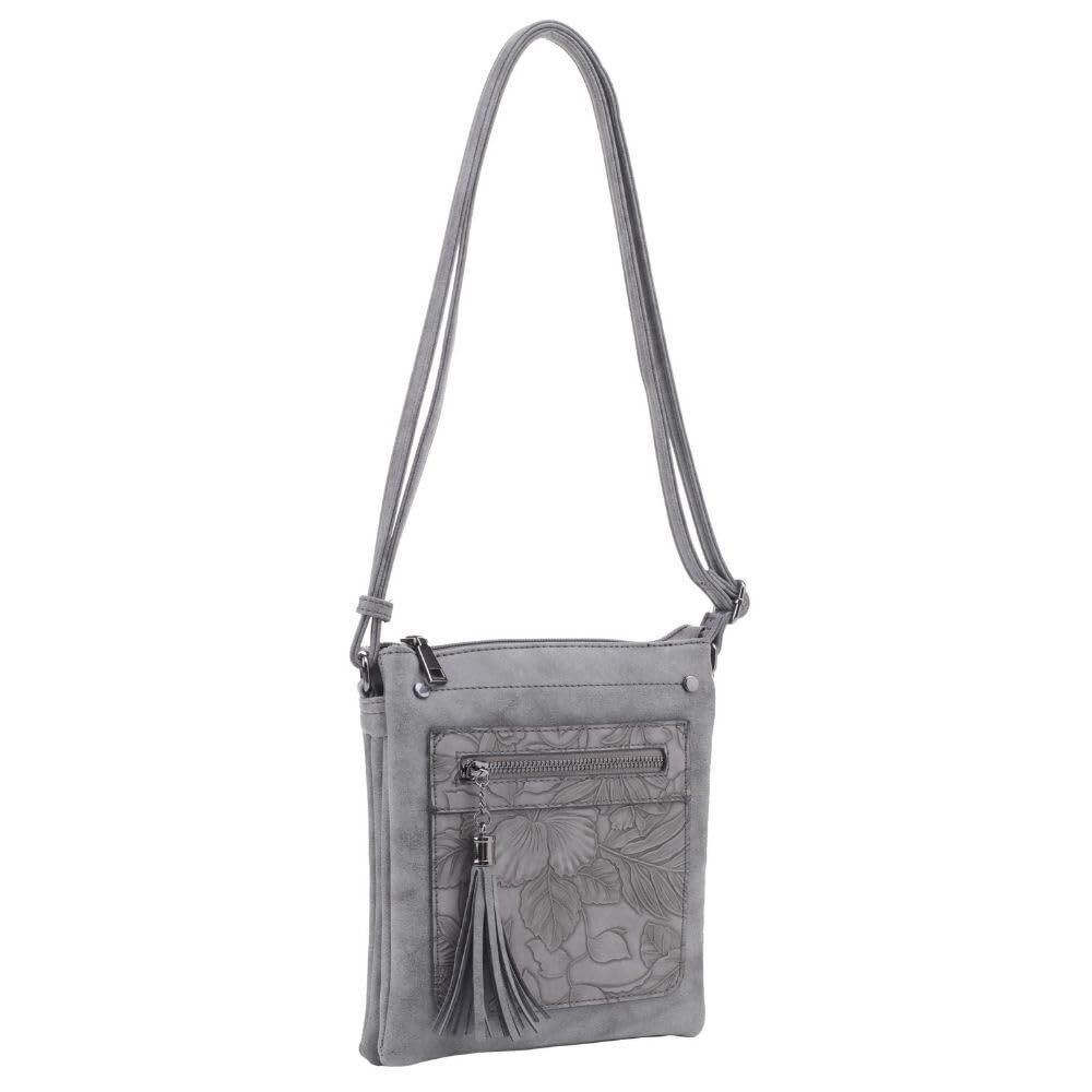4503 Grey Sara Crossbody Purse - PU Vegan Leather Trendy Shoulder Bag
